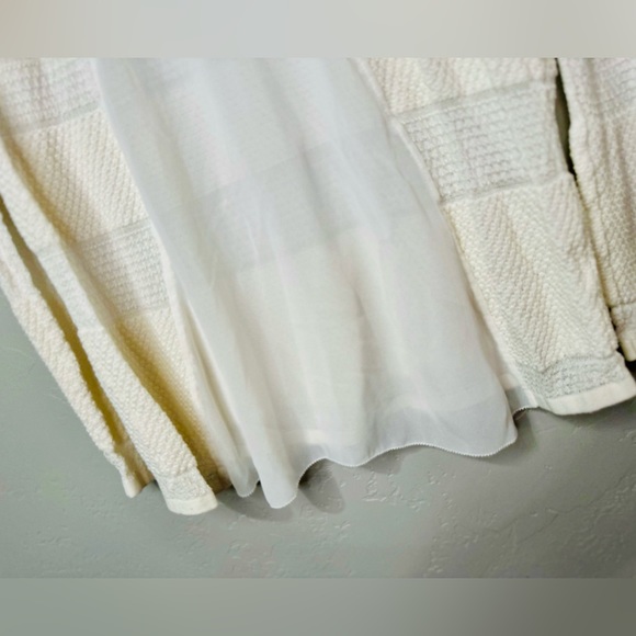 Cache Eyelet Sweater Moonchild Stripe Sheer Detailing Ivory Cream SZ Large - Picture 4 of 12